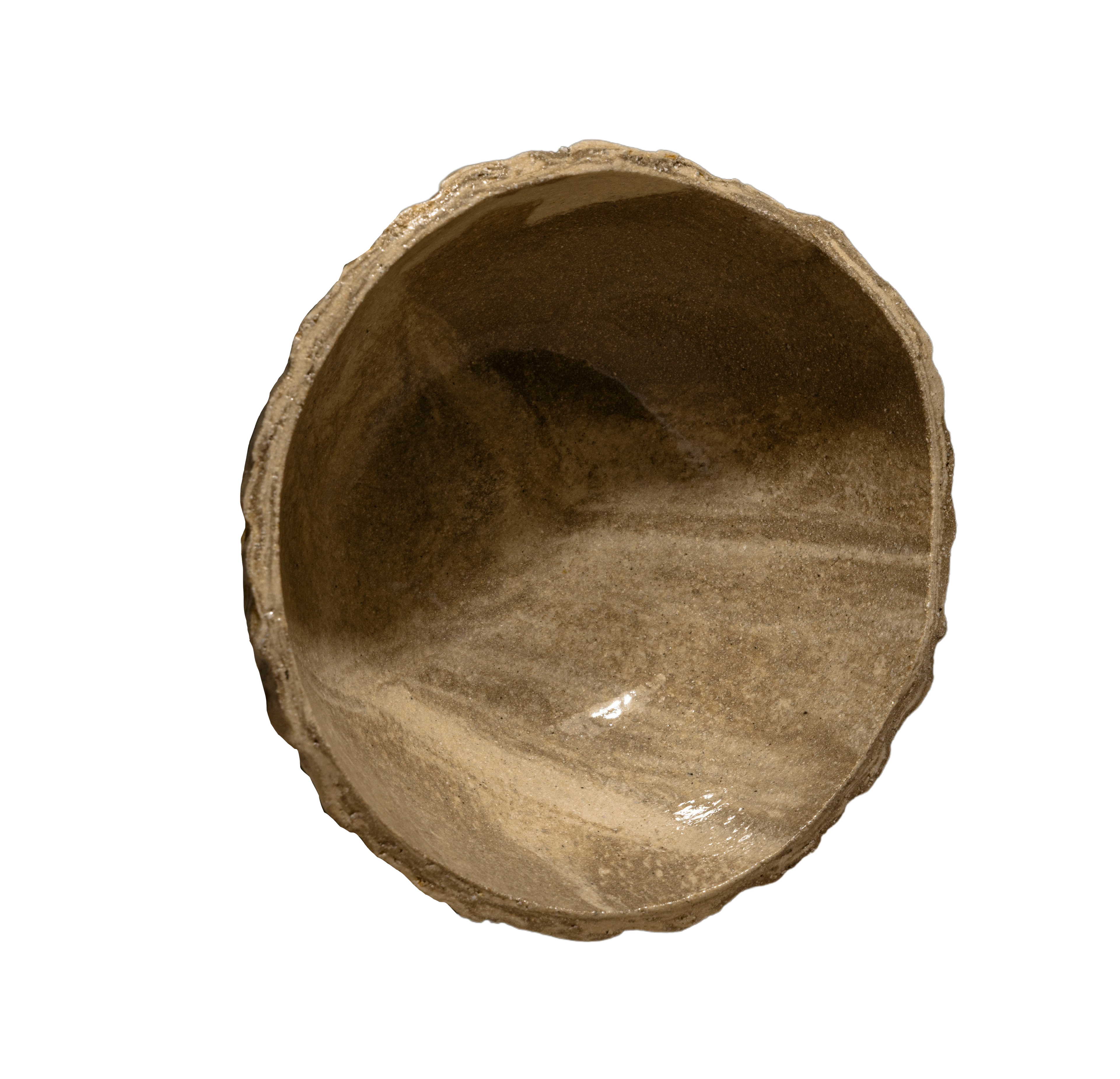 Brown stone bowl on a white background