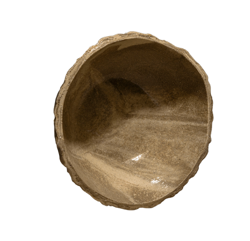 Brown stone bowl on a white background